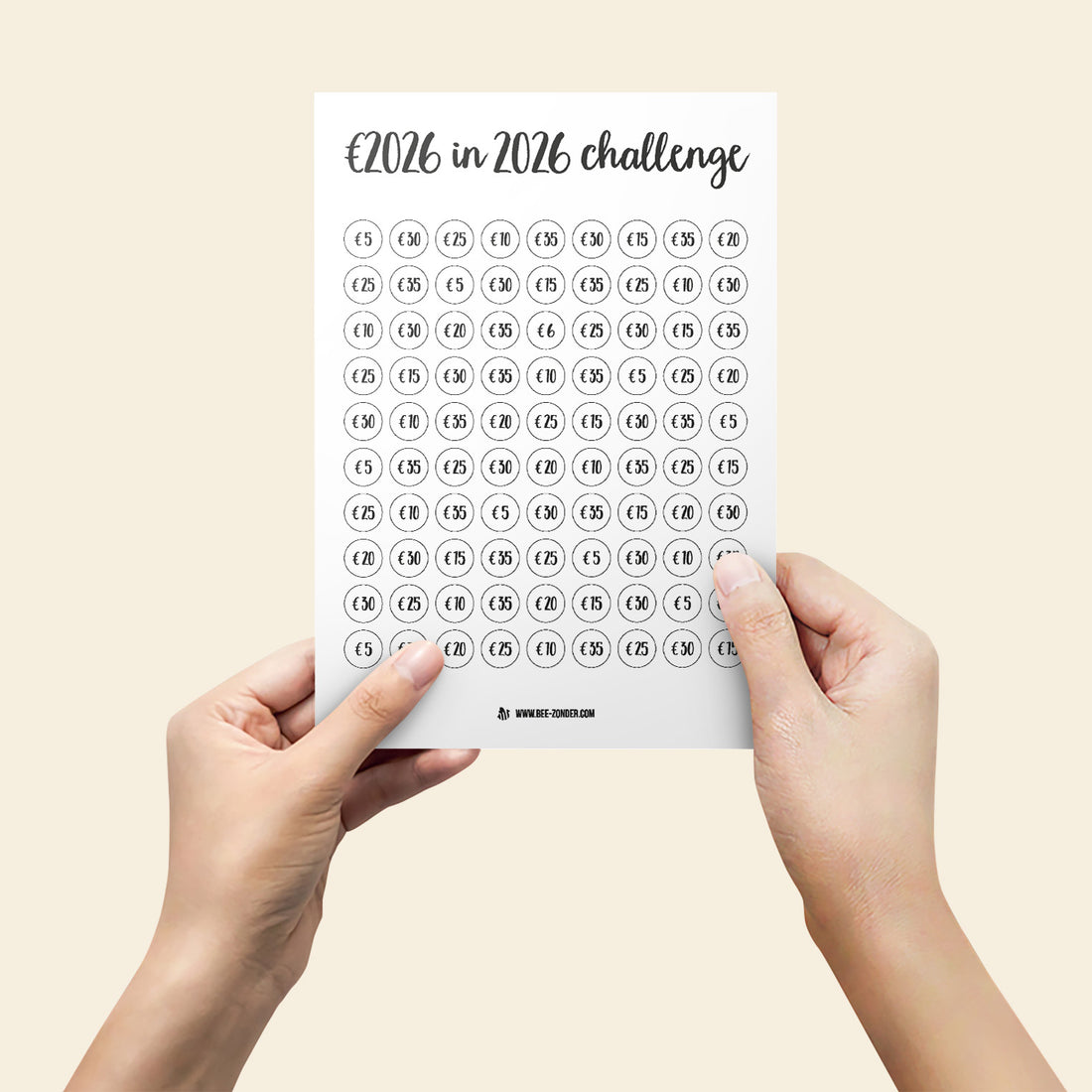 Printable 2026 euro in 2026 spaar challenge