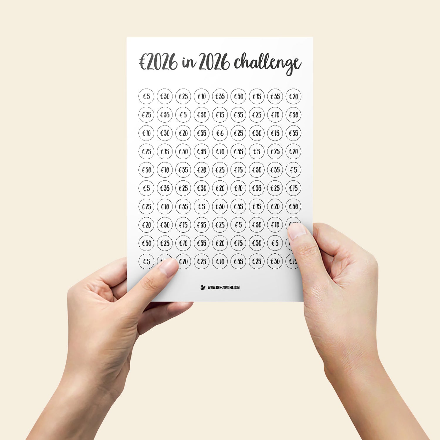 Printable 2026 euro in 2026 spaar challenge