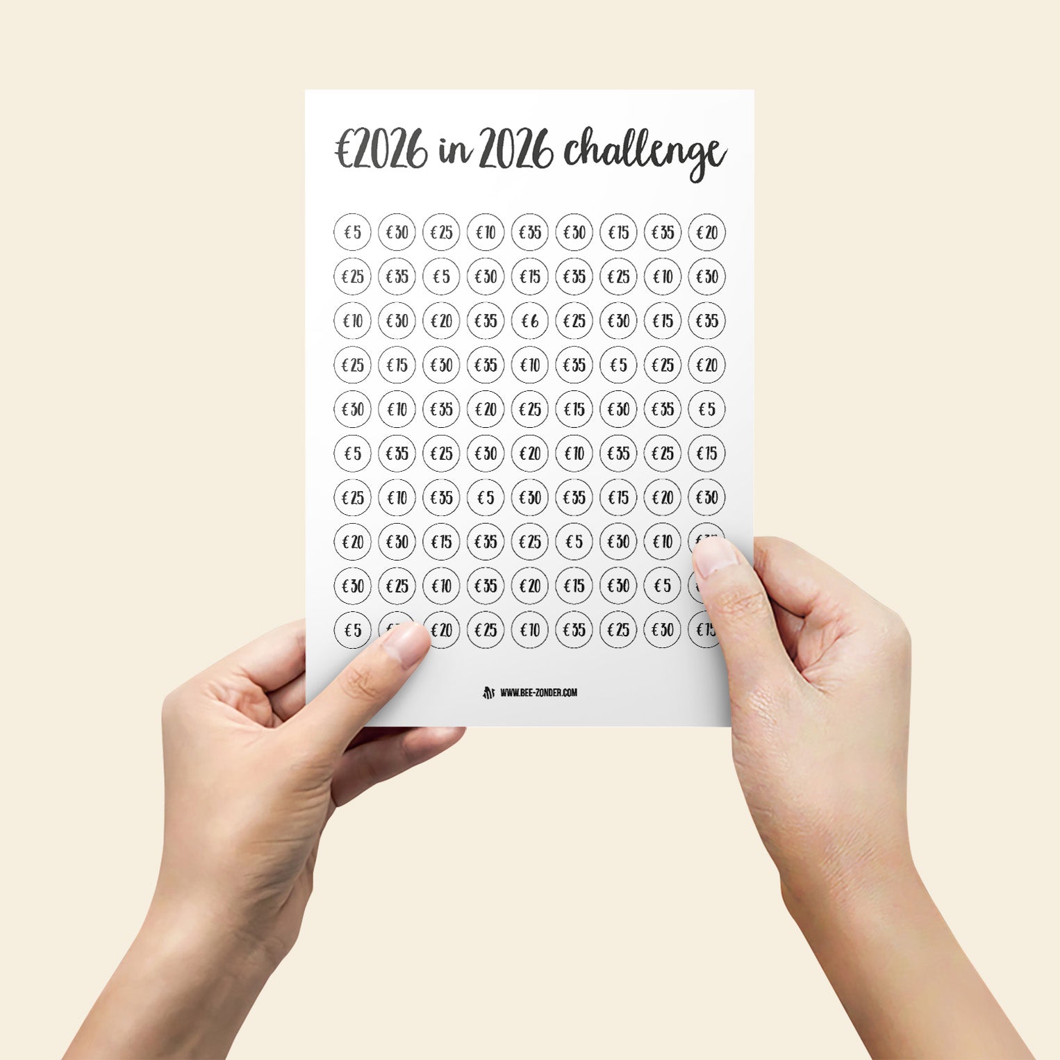 Printable 2026 euro in 2026 spaar challenge