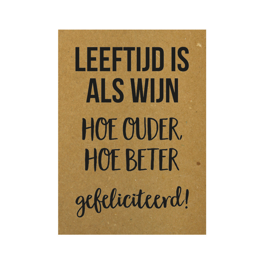 Kaart - Leeftijd is als wijn hoe ouder, hoe beter gefeliciteerd!