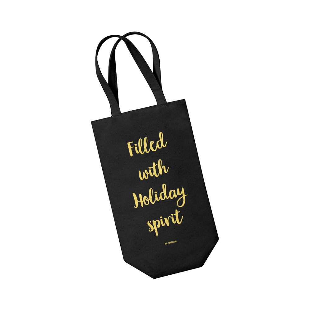 Bottle bag - Filled with Holiday Spirit - black/gold