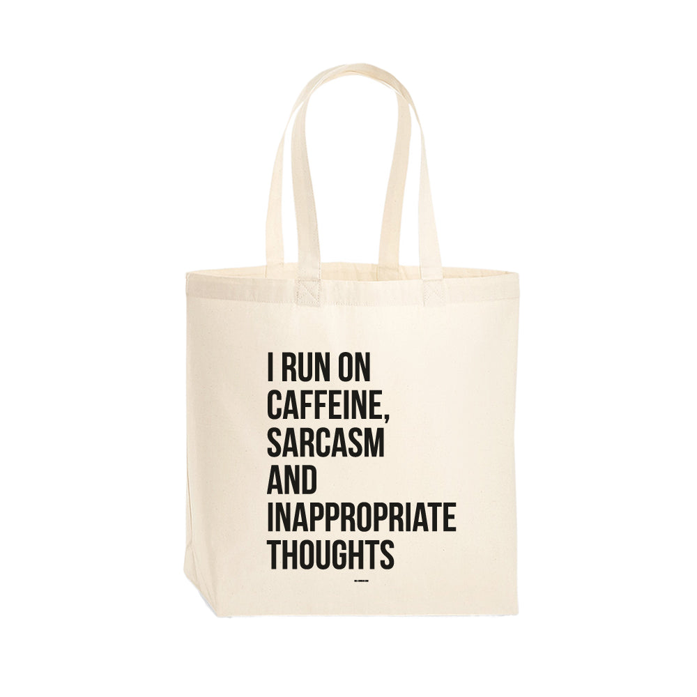 Katoenen tas - I run on caffeine, sarcasm and inappropriate thoughts