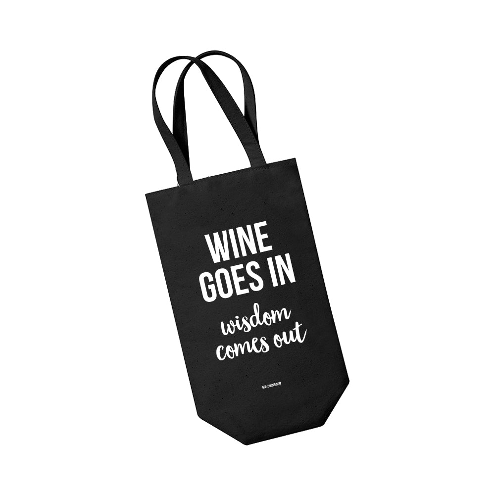 Wine bag - Wine goes in, wisdom comes out - black
